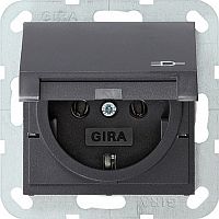 Розетка с заземлением без рамки Gira System55 1-м. крышка 16А антрацит картинка